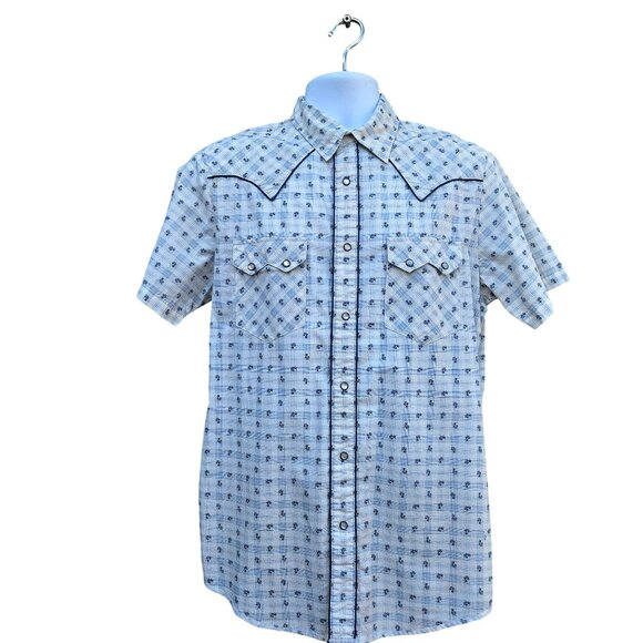 Polo Ralph Lauren Other - Ralph Lauren Polo Jeans Western Pearl Snap Shirt M Blue White Short Sleeve Y2K